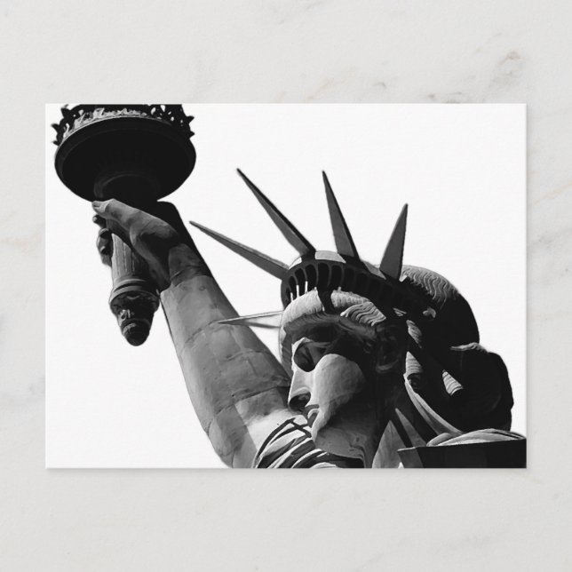 Cartes Pour Fêtes Annuelles Statue de la Liberté Noir & Blanc (Devant)