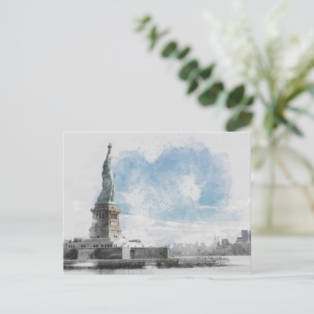 Cartes Pour Fêtes Annuelles Statue de la Liberté USA Holiday - Manhattan NYC (Debout devant)
