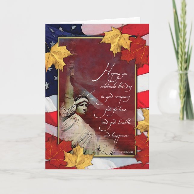 Cartes Pour Fêtes Annuelles Statue de la Liberty Thanksgiving Card (Devant)
