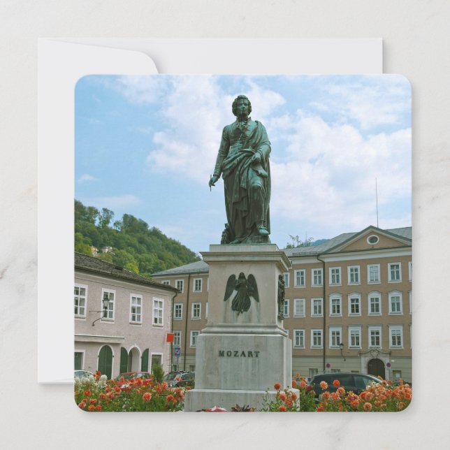 Cartes Pour Fêtes Annuelles Statue de Mozart à Salzbourg (Devant)
