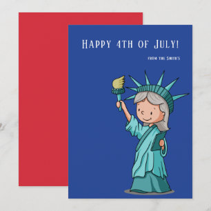 Cartes Pour Fêtes Annuelles Statue mignonne de la liberté 4 juillet patriotiqu