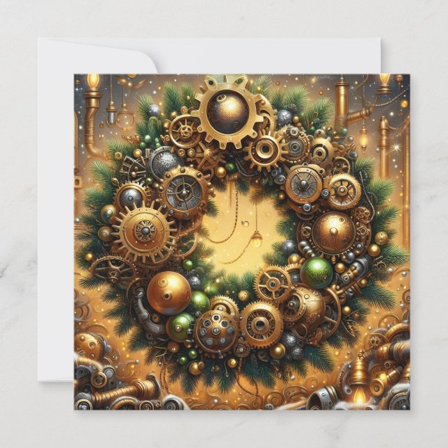 Cartes Pour Fêtes Annuelles Steampunk Christmas Greeting Card (Devant)