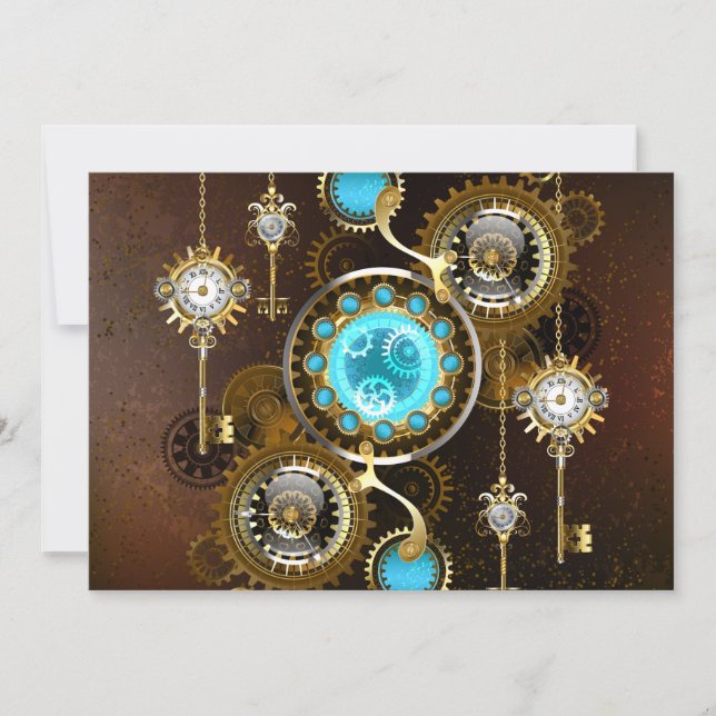 Cartes Pour Fêtes Annuelles Steampunk Rusty Background (Devant)