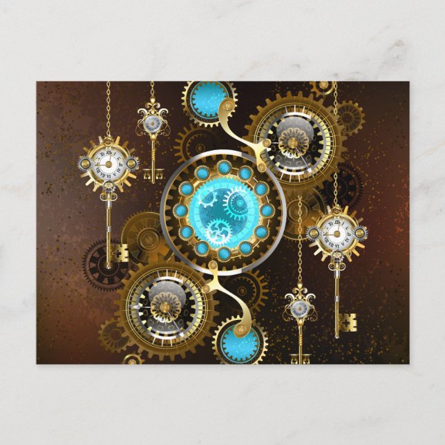 Cartes Pour Fêtes Annuelles Steampunk Rusty Background (Devant)