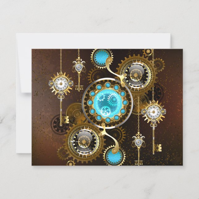 Cartes Pour Fêtes Annuelles Steampunk Rusty Background (Devant)