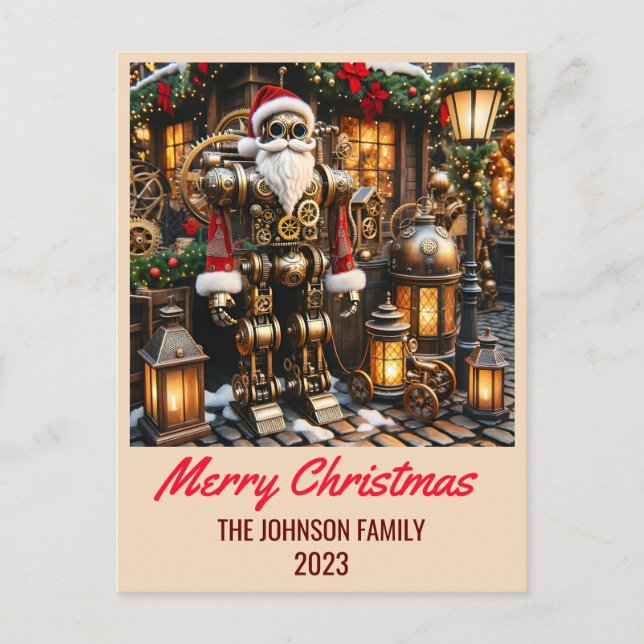 Cartes Pour Fêtes Annuelles Steampunk Santa Claus - Joyeux Noël (Devant)