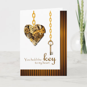 Cartes Pour Fêtes Annuelles Steampunk Valentine pour clé et coeur de femme