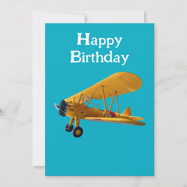 Cartes Pour Fêtes Annuelles Stearman biplane photo pour Pilote, Anniversaire d (Devant)