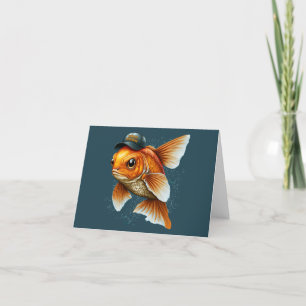 Cartes Pour Fêtes Annuelles Steet Goldfish en Casquette Nowruz Mobarak