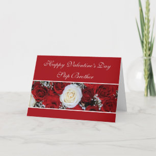 Cartes Pour Fêtes Annuelles Step Brother Valentine's Day rose rouge et blanc