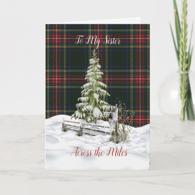 Cartes Pour Fêtes Annuelles Stewart Black Modern Tartan Soeur Noël (Devant)