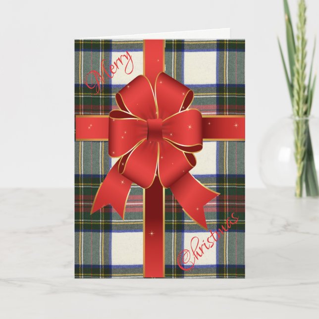 Cartes Pour Fêtes Annuelles Stewart Dress Moderne Original Tartan Noël (Devant)