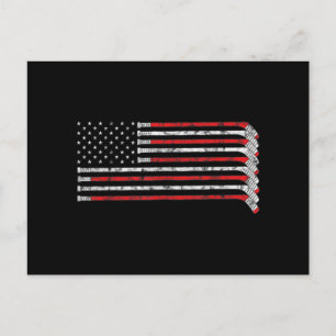 Cartes Pour Fêtes Annuelles Stick de hockey États-Unis Drapeau Joueur de hocke
