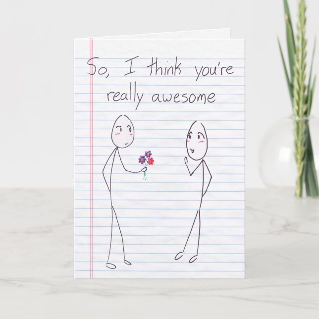 Cartes Pour Fêtes Annuelles Stick Figure Boy to Boy Valentine (Devant)