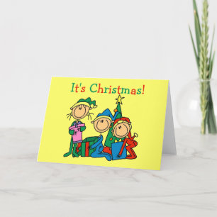 Cartes Pour Fêtes Annuelles Stick Figure Enfants C'est Noël Tshirts et cadeaux