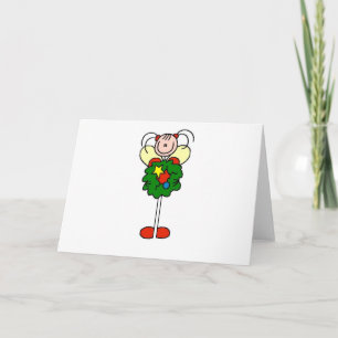 Cartes Pour Fêtes Annuelles Stick Figure Fille de couronne de Noël
