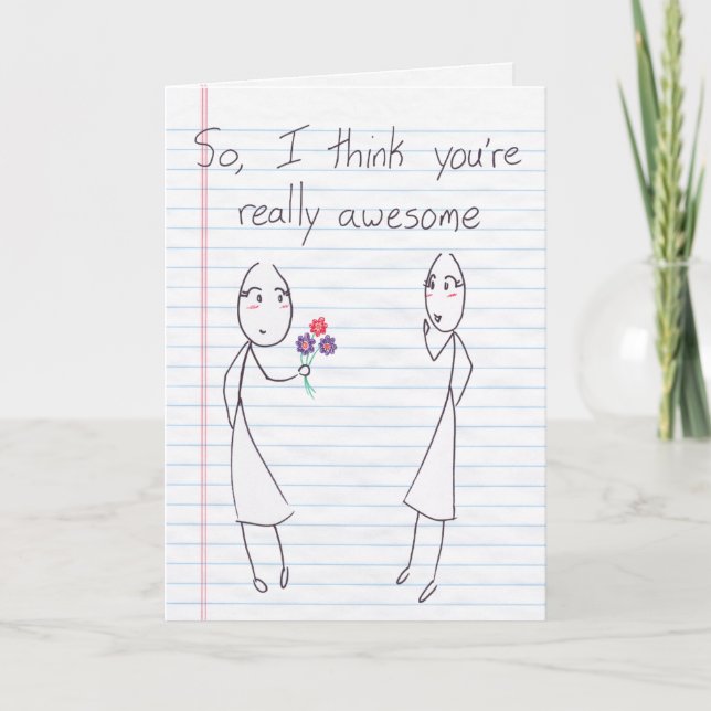 Cartes Pour Fêtes Annuelles Stick Figure Girl to Girl Valentine (Devant)