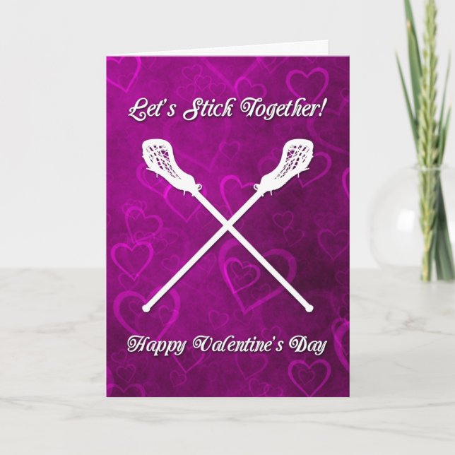 Cartes Pour Fêtes Annuelles Stick Together Lacrosse Valentine's Day Card (Devant)