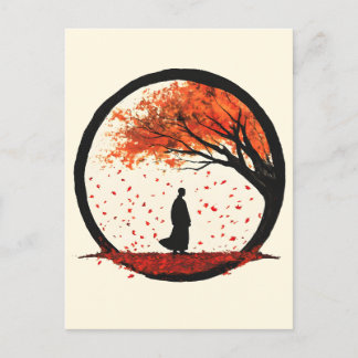 Cartes Pour Fêtes Annuelles Stillness Zen Circle Automne Tombant Feuille