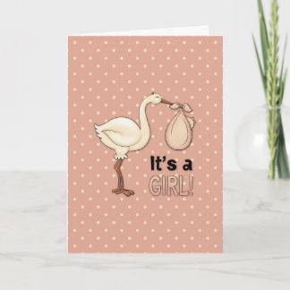 Cartes Pour Fêtes Annuelles Stork with bébé Girl