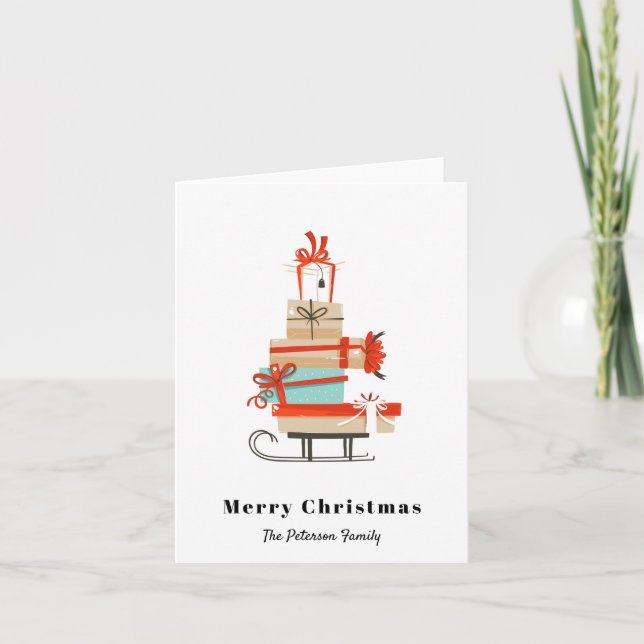 Cartes Pour Fêtes Annuelles Straîne de Noël illustrée au milieu du siècle (Devant)