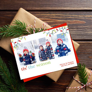 Cartes Pour Fêtes Annuelles String Lights Christmas Photo Card Multi Photo