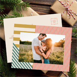 Cartes Pour Fêtes Annuelles Stripes mélangées modernes Un Noël photo
