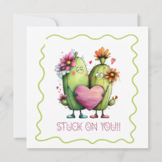 Cartes Pour Fêtes Annuelles Stuck On You Cactus Love Greeting Card