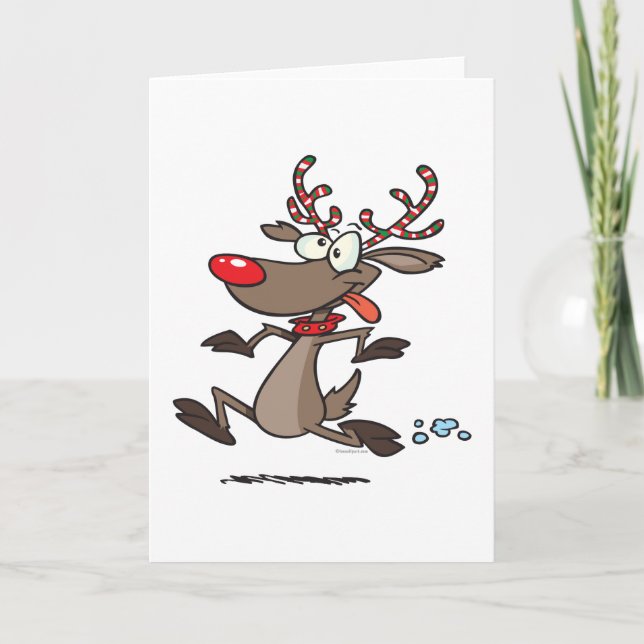 Cartes Pour Fêtes Annuelles stupide renne joli à courir (Devant)
