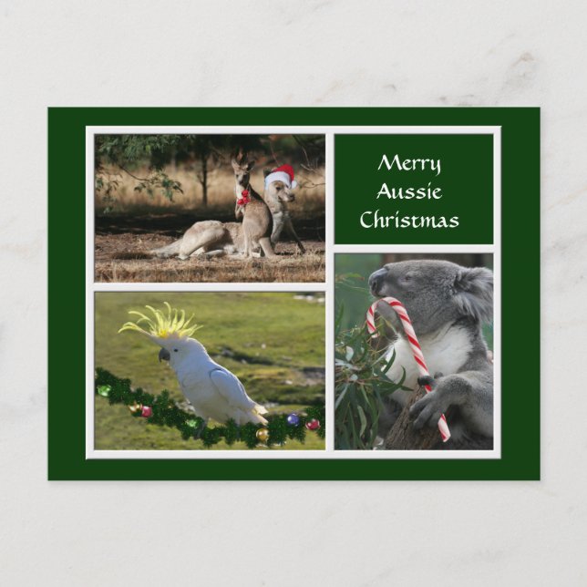 Cartes Pour Fêtes Annuelles Style australien d'animaux de Noël - (Devant)