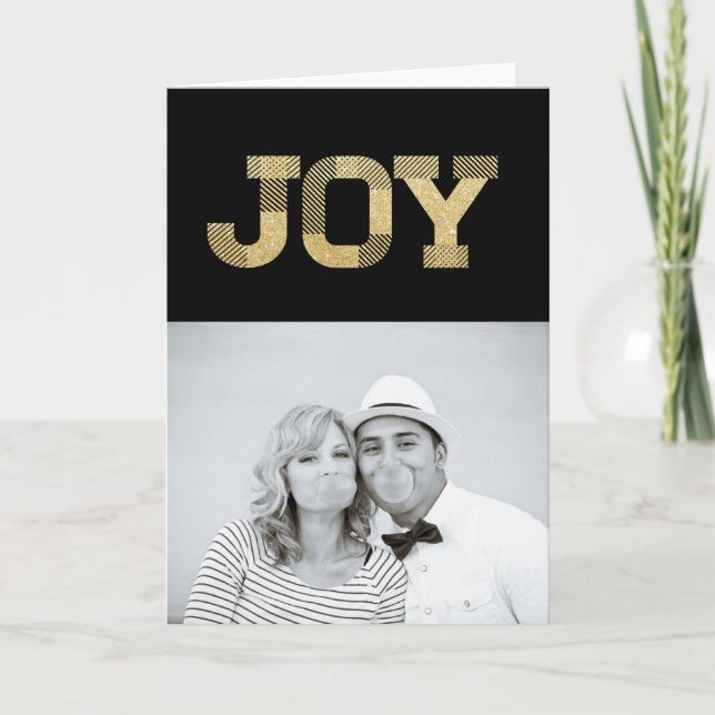Cartes Pour Fêtes Annuelles Style Block Font Gold Parties scintillant Joie Mod (Devant)