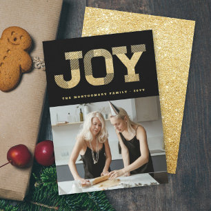 Cartes Pour Fêtes Annuelles Style Block Font Gold Parties scintillant Joie Mod