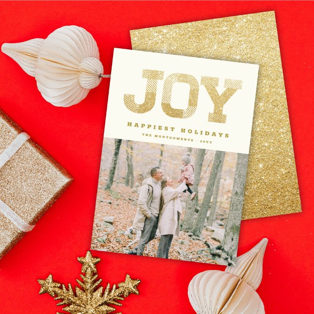 Cartes Pour Fêtes Annuelles Style Block Font Gold Parties scintillant Joie Mod (Créateur téléchargé)