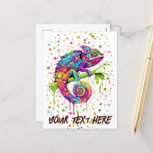 Cartes Pour Fêtes Annuelles Style d'aquarelle des teintures Chameleon