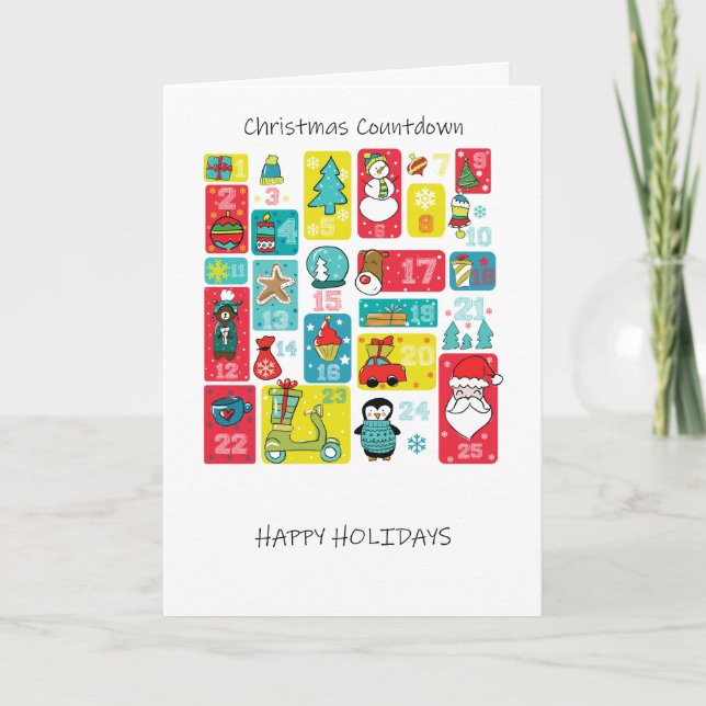 Cartes Pour Fêtes Annuelles Style de dessin de Noël de l'Avent Calendar (Devant)