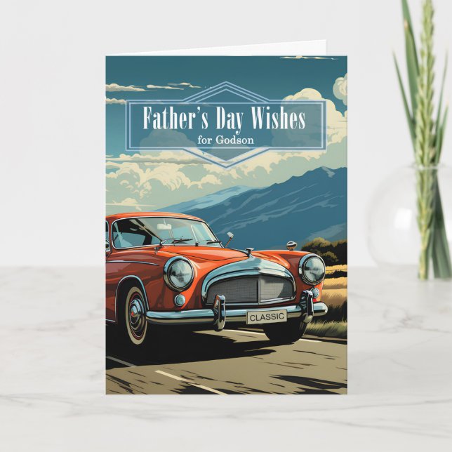 Cartes Pour Fêtes Annuelles Style de voiture rétro Godson Fête des pères (Devant)