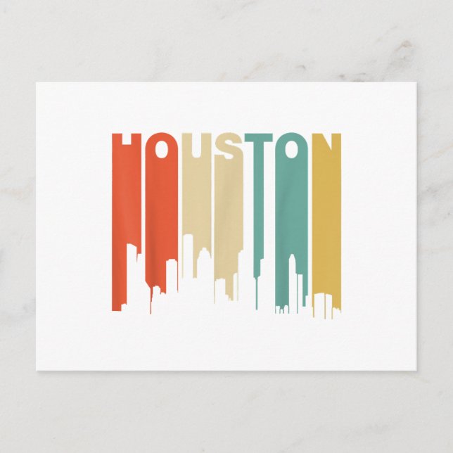 Cartes Pour Fêtes Annuelles Style Houston Texas Skyline des années 1970 (Devant)