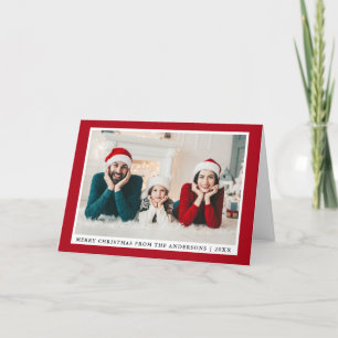 Cartes Pour Fêtes Annuelles Style Joyeux Noël Photo Rouge Plié