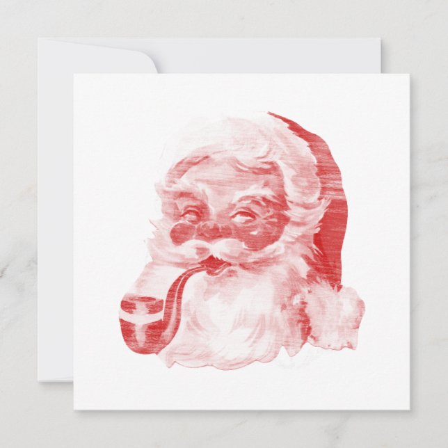 Cartes Pour Fêtes Annuelles Style Letterpress rétro Père Noël avec tuyau (Devant)