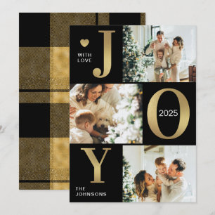 Cartes Pour Fêtes Annuelles Style moderne Black Photo Collage Joie Noël