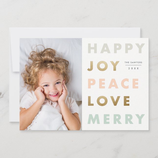 Cartes Pour Fêtes Annuelles Style moderne Gras Photo Noël (Devant)