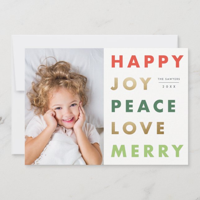 Cartes Pour Fêtes Annuelles Style moderne Gras Photo Noël (Devant)