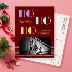 Cartes Pour Fêtes Annuelles Style rétro tendance rouge HO-HO-HO