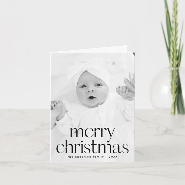 Cartes Pour Fêtes Annuelles Style simple Noir Joyeux Noël 2 Photo (Devant)