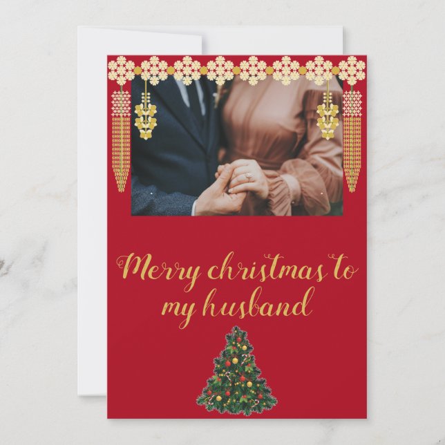 Cartes Pour Fêtes Annuelles Style Une photo Joyeux Noël à mon mari (Devant)