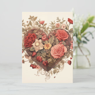 Cartes Pour Fêtes Annuelles Style vintage Botanique Valentine