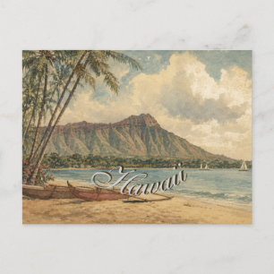 Cartes Pour Fêtes Annuelles Style Vintage Hawaïen Voyage Côte Mer
