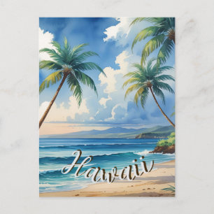 Cartes Pour Fêtes Annuelles Style vintage Hawaii Travel Coast Blue Sea