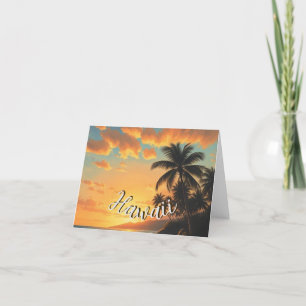 Cartes Pour Fêtes Annuelles Style vintage Hawaii Travel Coast Sea Sunset