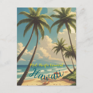 Cartes Pour Fêtes Annuelles Style vintage Hawaii Voyage Honolulu Blue Sea